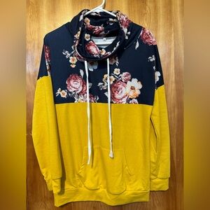 Floral Hoodie with Yellow and Black Design